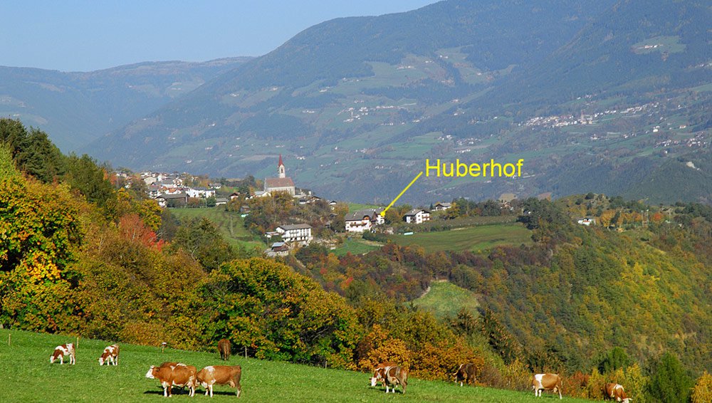 Zentrale Lage des Apfelhof-Huberhof in Südtirol